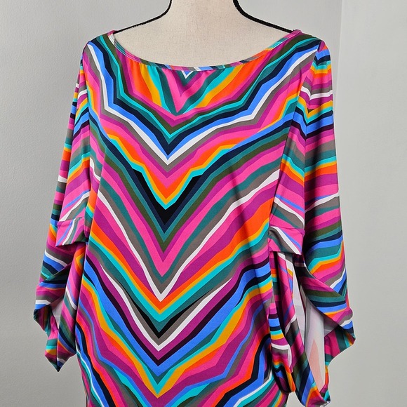 Trina Turk Pink Multicolor Geometric Print Swim Tunic Cover-Up | Women's Medium - Picture 10 of 15